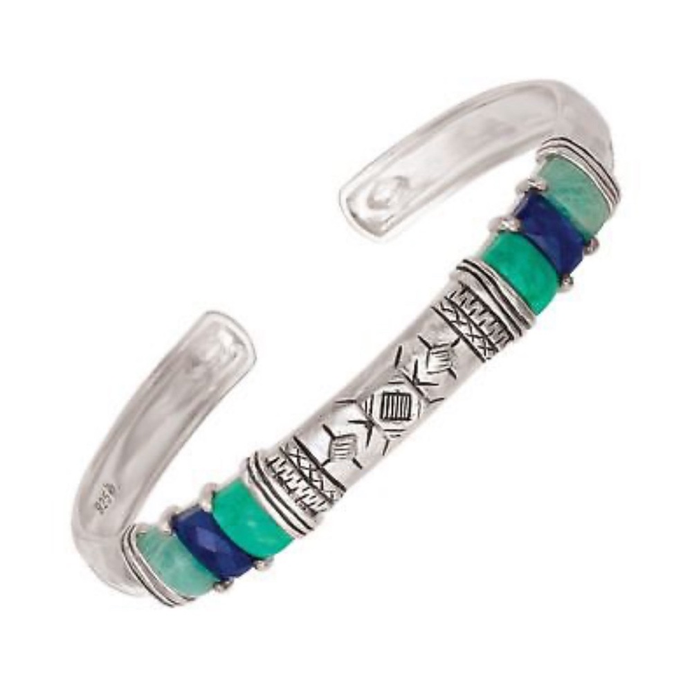 🆕 Silpada Amazonite Howlite Lapis "Beach House Cuff" Bracelet (B3220)